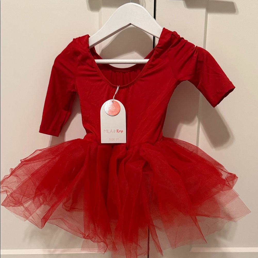 NWT Mila & Rose Red Tutu One-Piece Bodysuit Size 2T